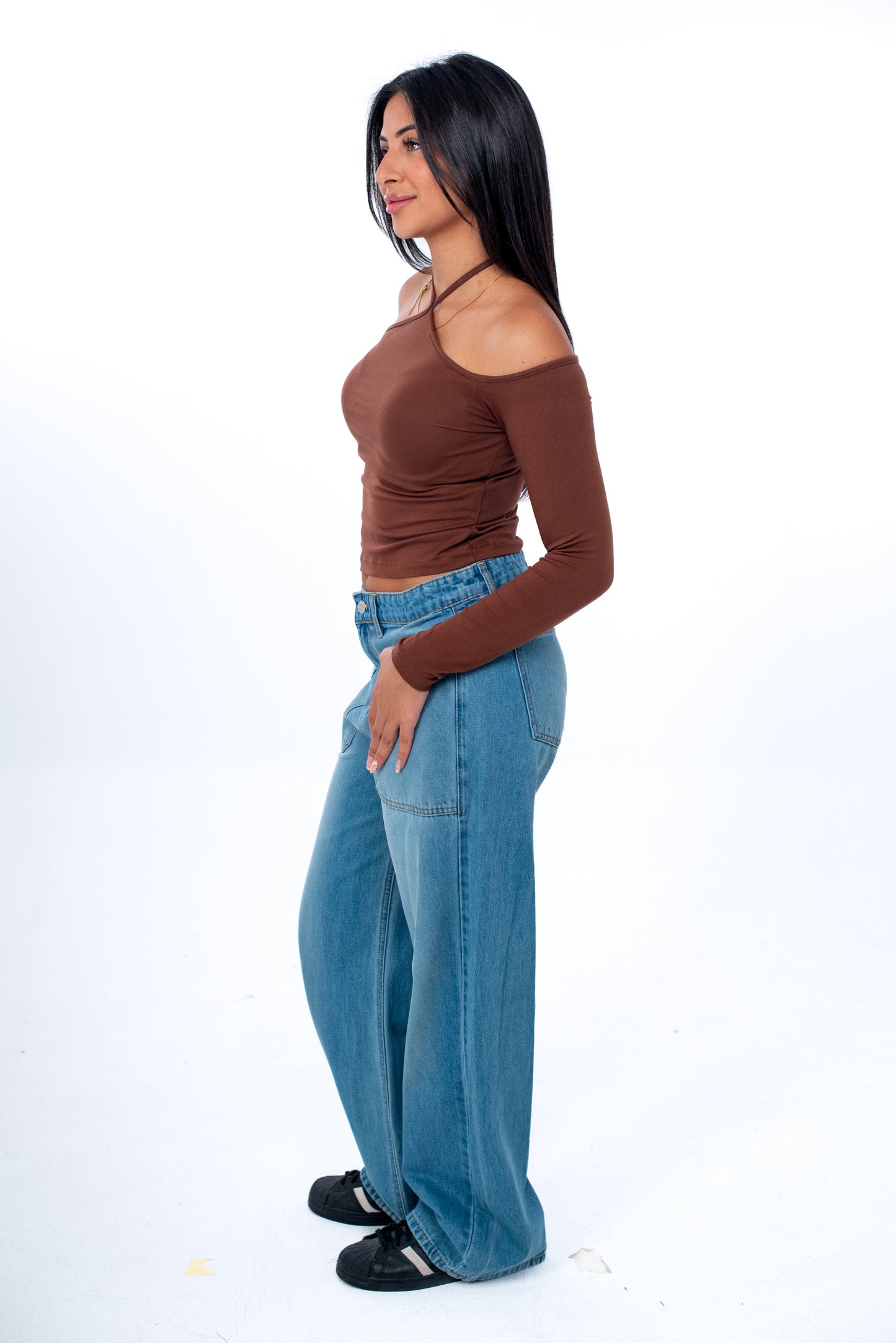 One Shoulder Long Sleeve Top