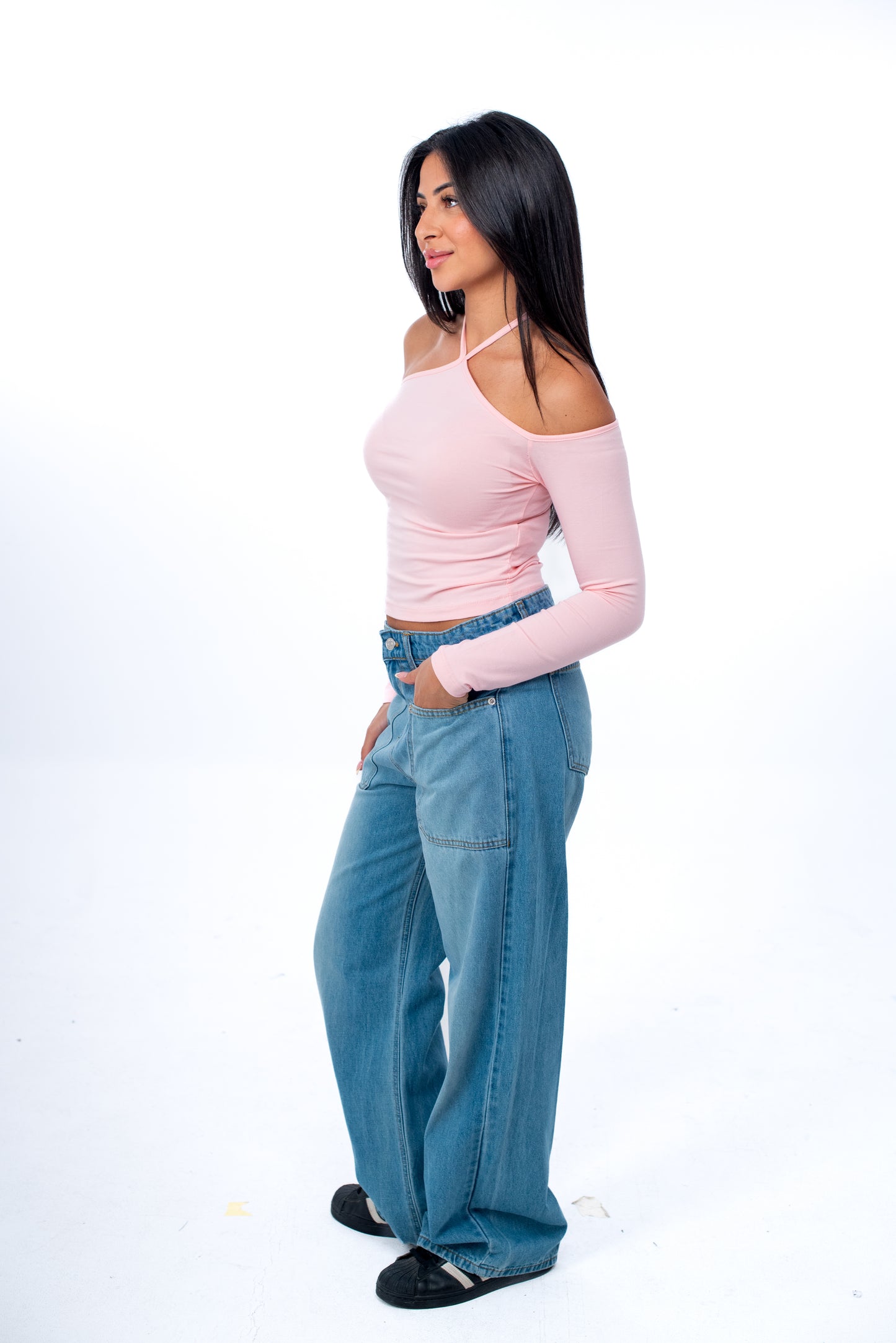 One Shoulder Long Sleeve Top