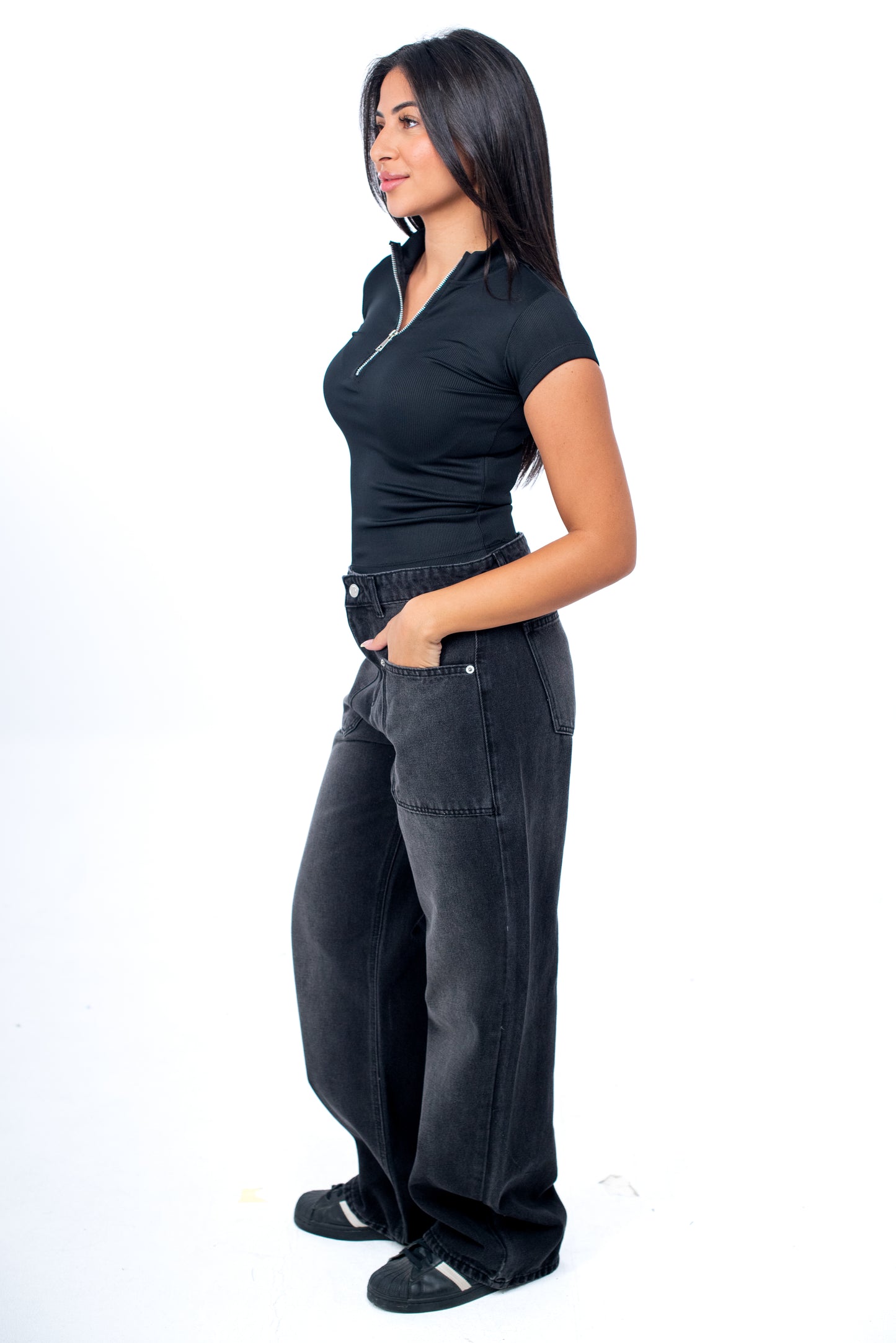 Half-Zip Short Sleeve Top