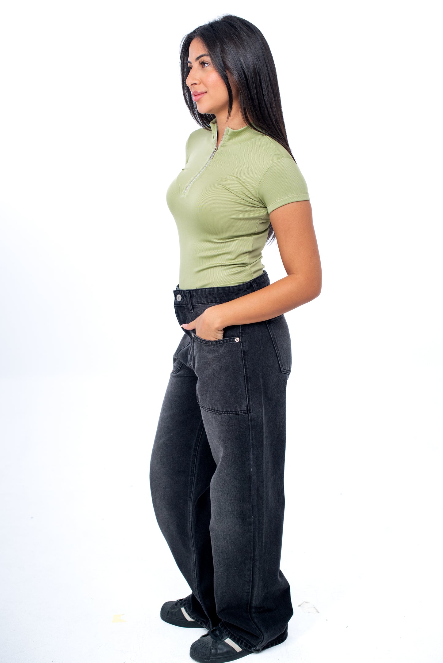 Half-Zip Short Sleeve Top