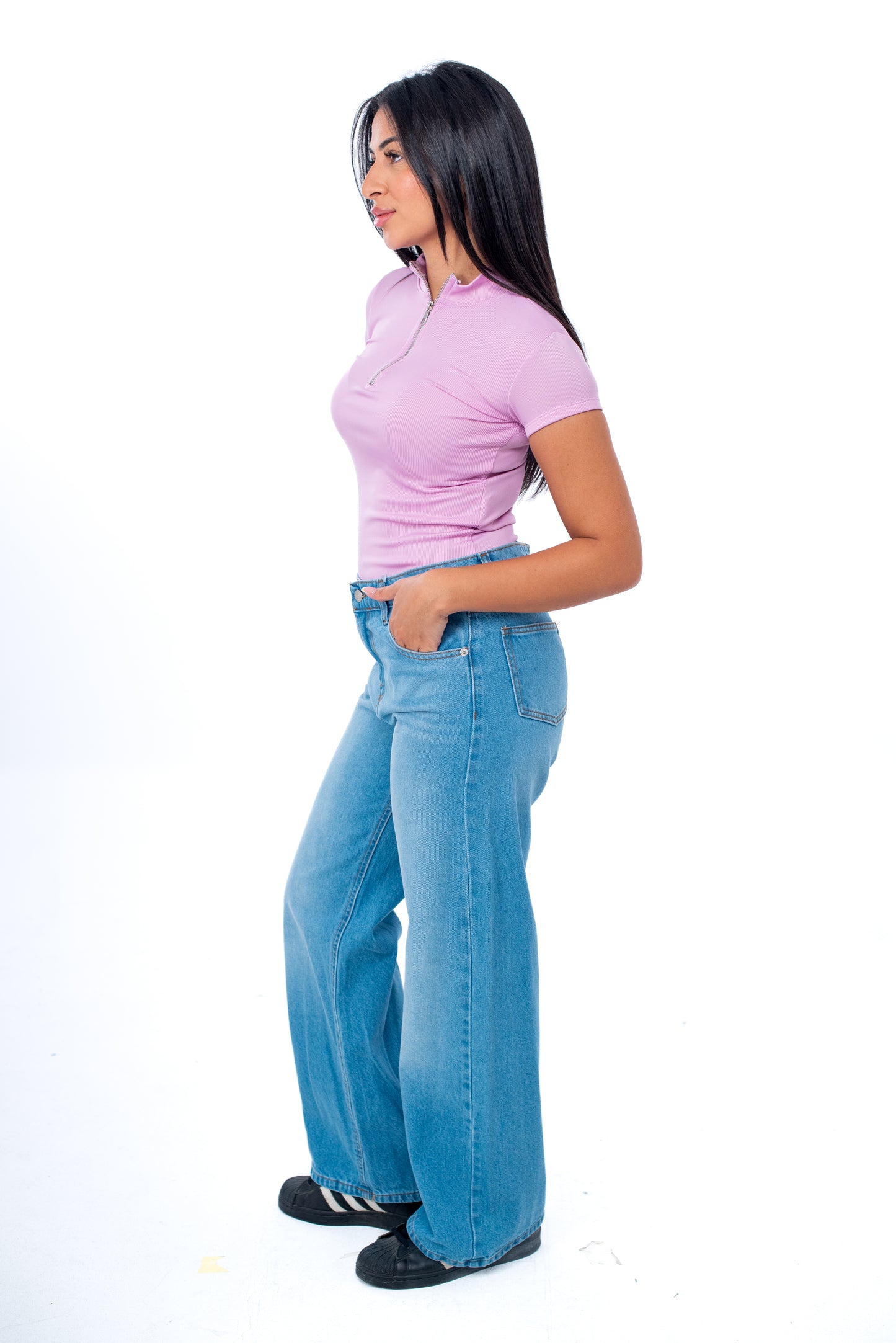 Half-Zip Short Sleeve Top