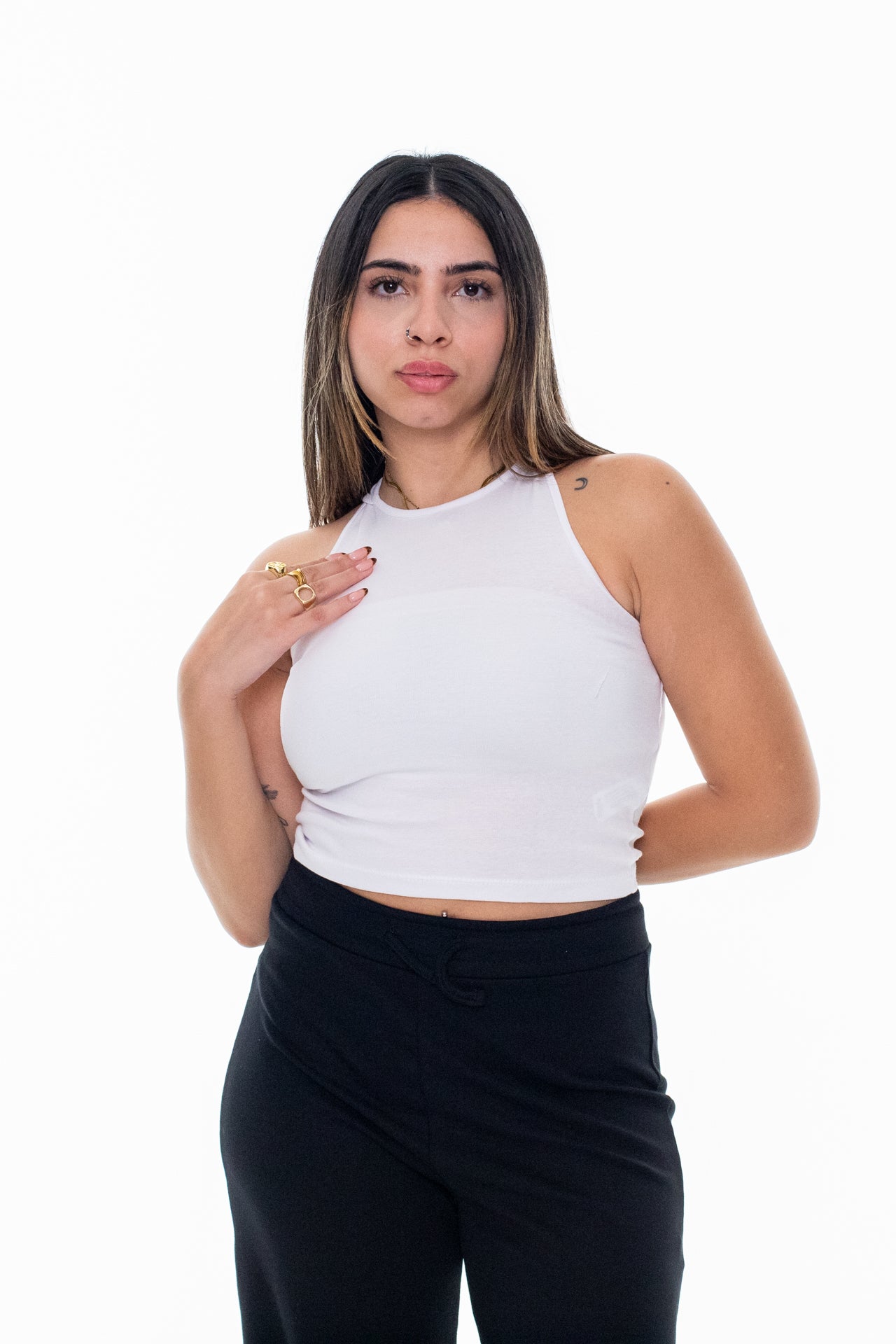 tied top tee-white