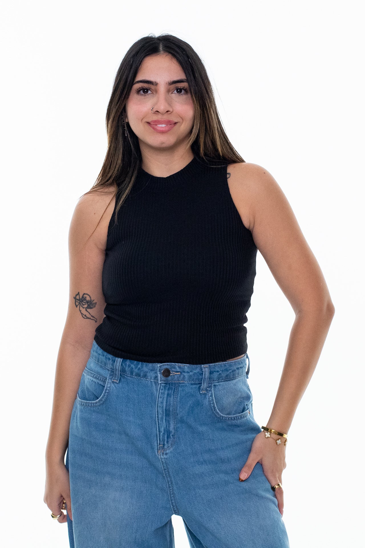 Ribbed top-black