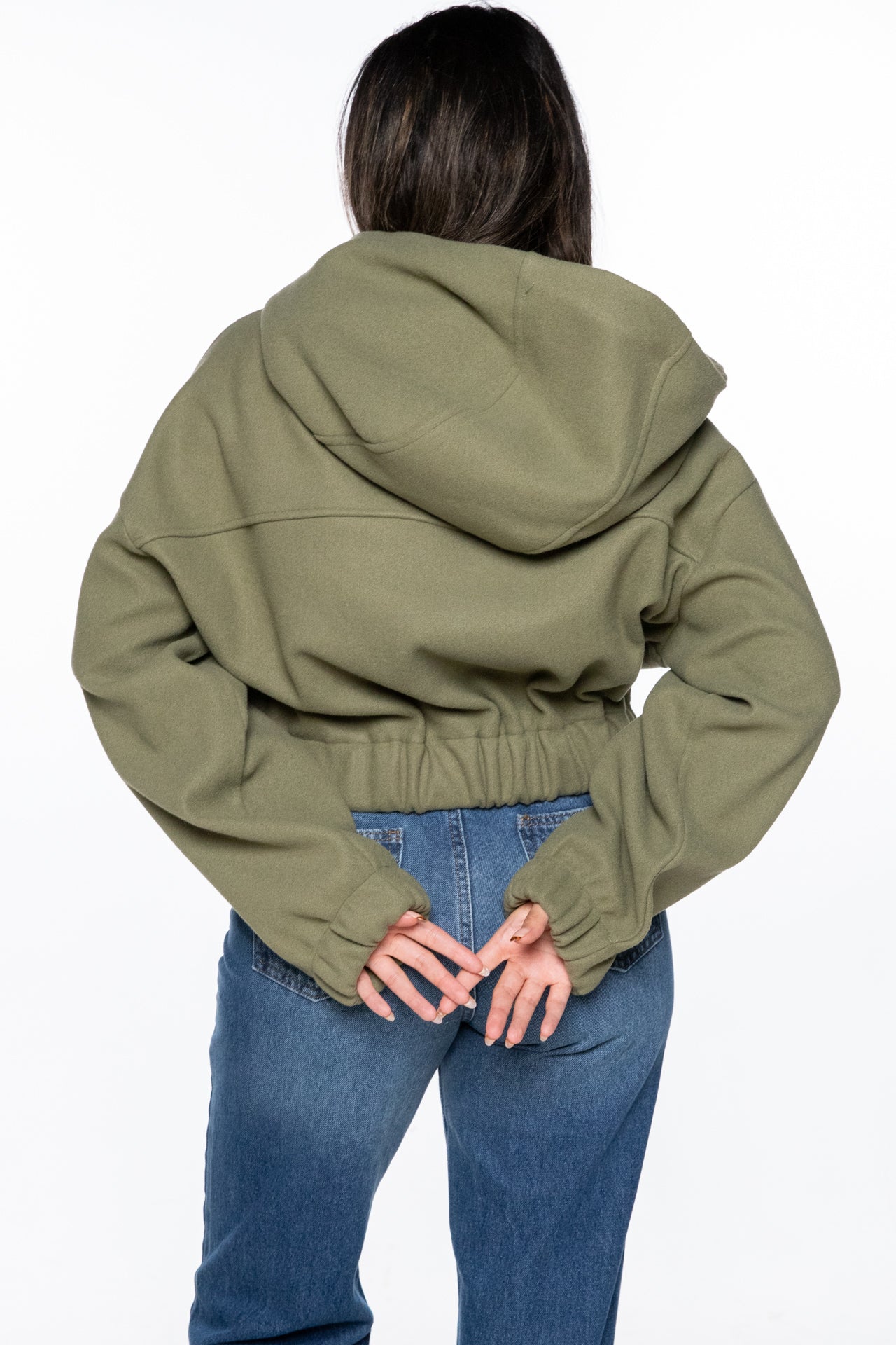 Tweed Lycra Jacket Waistband -Dark Green