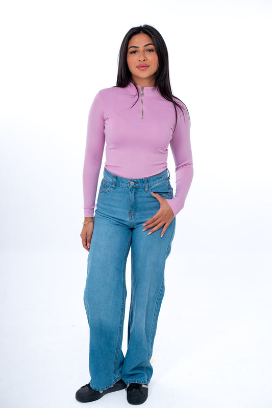 Half-Zip Long Sleeve Top