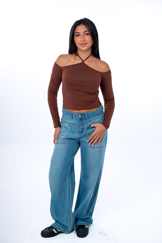 One Shoulder Long Sleeve Top