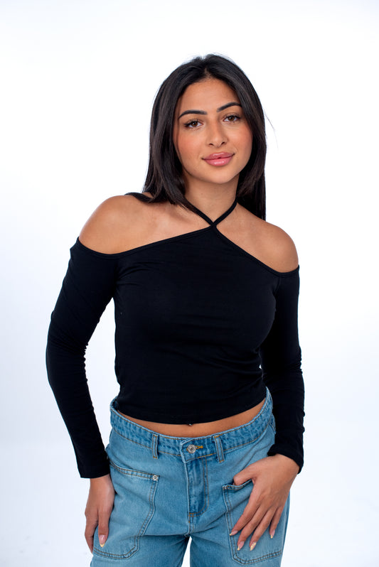 One Shoulder Long Sleeve Top