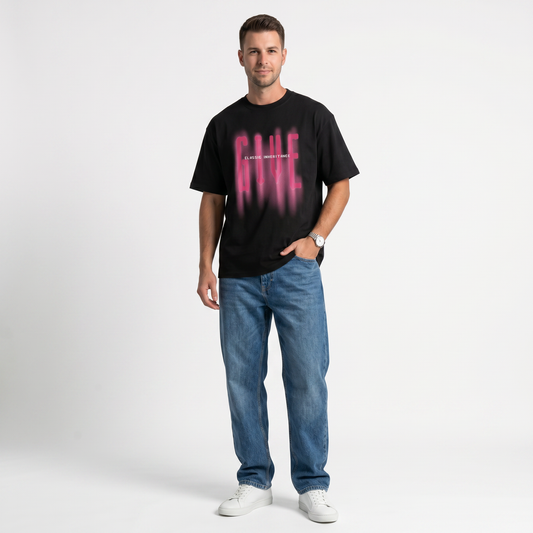 Oversized Black Graphic T-Shirt – Give Print