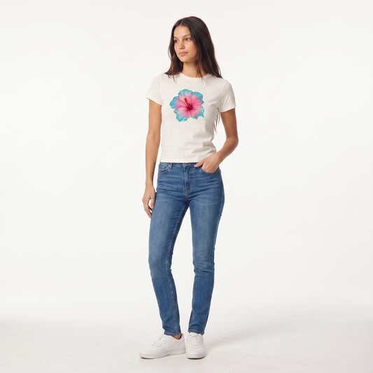 White Floral Graphic Baby Tee